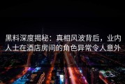 黑料深度揭秘：真相风波背后，业内人士在酒店房间的角色异常令人意外