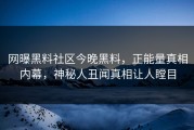 网曝黑料社区今晚黑料，正能量真相内幕，神秘人丑闻真相让人瞠目