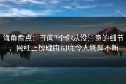 海角盘点：丑闻7个你从没注意的细节，网红上榜理由彻底令人刷屏不断