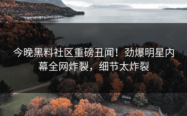 今晚黑料社区重磅丑闻！劲爆明星内幕全网炸裂，细节太炸裂