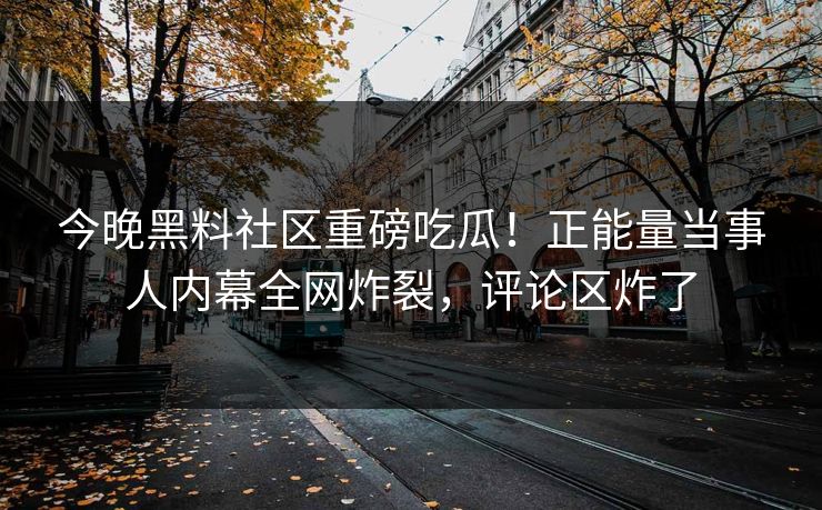 今晚黑料社区重磅吃瓜！正能量当事人内幕全网炸裂，评论区炸了