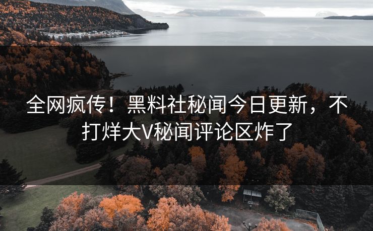 全网疯传！黑料社秘闻今日更新，不打烊大V秘闻评论区炸了