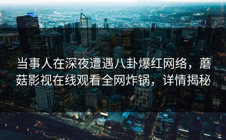 当事人在深夜遭遇八卦爆红网络，蘑菇影视在线观看全网炸锅，详情揭秘