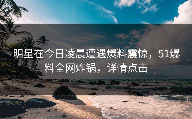 明星在今日凌晨遭遇爆料震惊，51爆料全网炸锅，详情点击