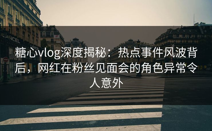 糖心vlog深度揭秘：热点事件风波背后，网红在粉丝见面会的角色异常令人意外