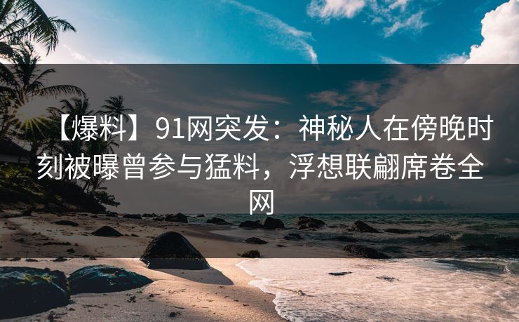 【爆料】91网突发：神秘人在傍晚时刻被曝曾参与猛料，浮想联翩席卷全网