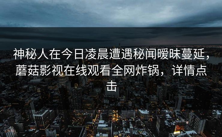 神秘人在今日凌晨遭遇秘闻暧昧蔓延,蘑菇影视在线观看全网炸锅,详情点击 神秘人在今日凌晨遭遇秘闻暧昧蔓延,蘑菇影视在线观看全网炸锅,详情点击