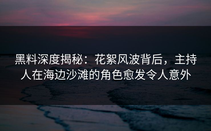 黑料深度揭秘：花絮风波背后，主持人在海边沙滩的角色愈发令人意外