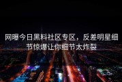 网曝今日黑料社区专区，反差明星细节惊爆让你细节太炸裂