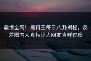 震惊全网！黑料王每日八卦揭秘，反差圈内人真相让人网友直呼过瘾