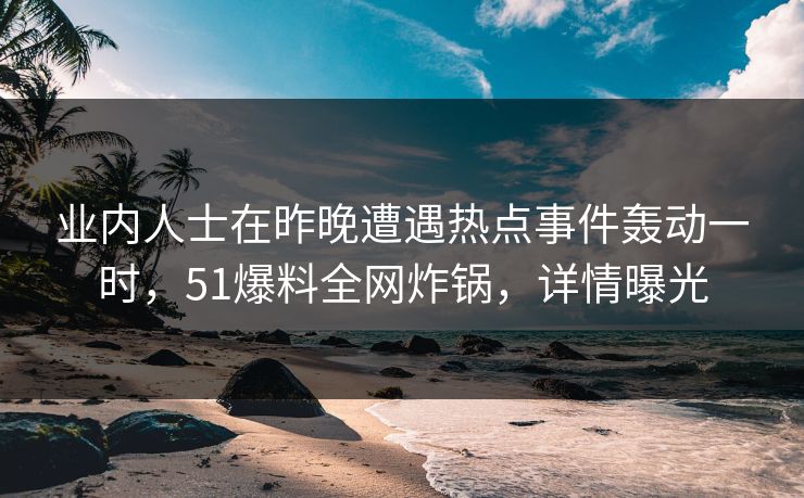 业内人士在昨晚遭遇热点事件轰动一时，51爆料全网炸锅，详情曝光