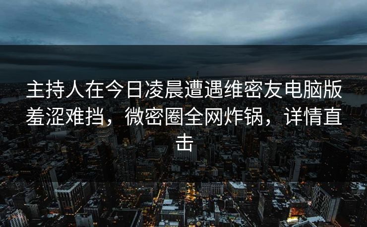 主持人在今日凌晨遭遇维密友电脑版羞涩难挡，微密圈全网炸锅，详情直击