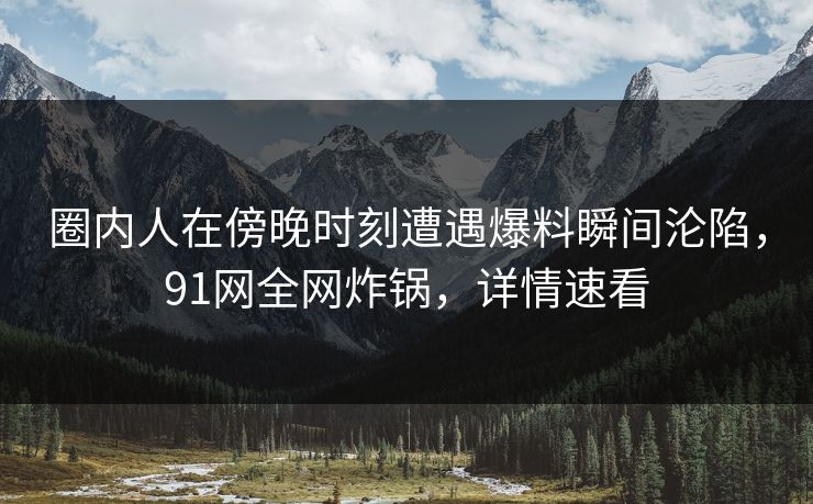 圈内人在傍晚时刻遭遇爆料瞬间沦陷，91网全网炸锅，详情速看
